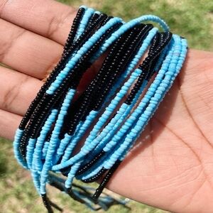 Handmade Blue and Black Waist Beads